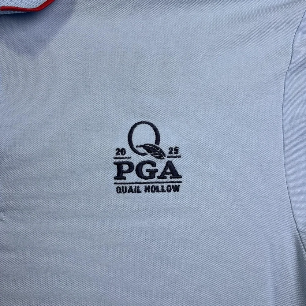 2025 PGA Quail Hollow Shirt Mens XL Blue Golf Polo Adidas Trefoil Tournament